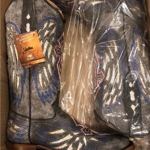 Yoona Women's Gray and Blue Western Boots